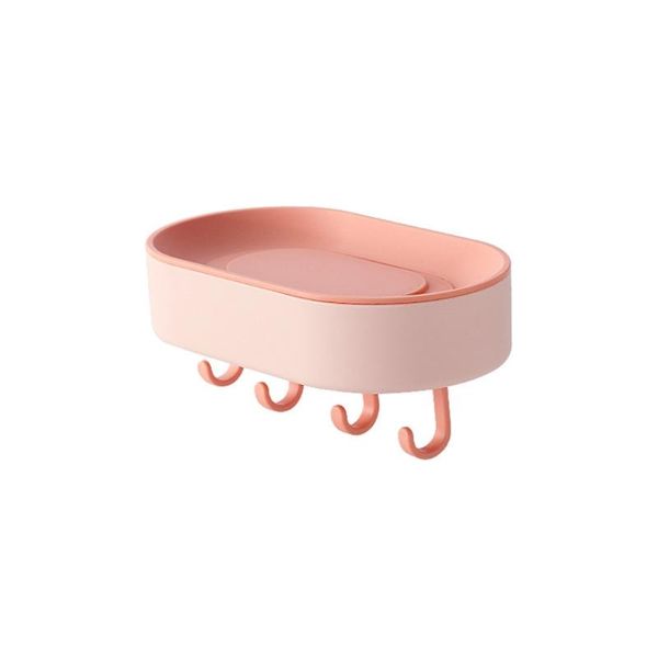 

soap dishes e9ld drain box with hooks wall-mounted holder double-layer punch-case