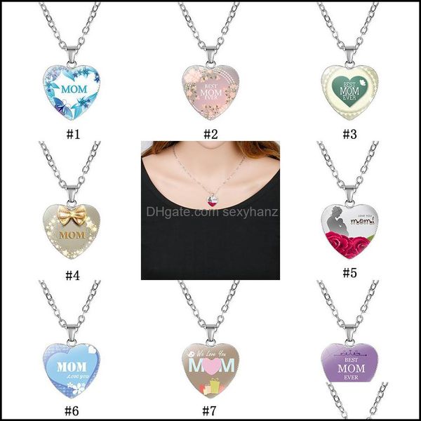 Anhänger Halsketten Wir Sie Halskette Mama Immer Glas Liebe Herzform Anhänger Sier Ketten Für Frauen Mama Muttertag Modeschmuck Geschenk Dro