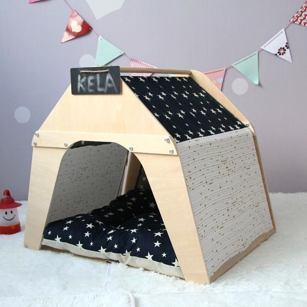 

kennels & pens 2021 creative pet dog cat puppy houses foldable wooden tent animals home products kennel room for kitten small