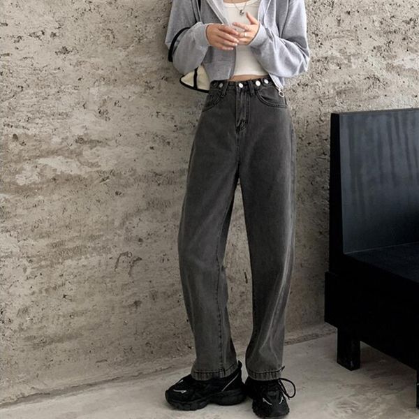 

women's jeans woman high waist clothes wide leg denim clothing blue streetwear vintage quality fall fashion harajuku straight pant 8w5j