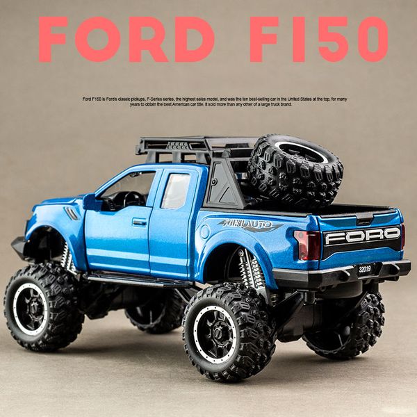 

New 132 Ford Raptor F150 Alloy Diecast Car Model Toys Sound Light Toy Pickup Truck Pull Back Vehicle For Children