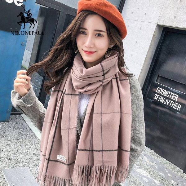 

scarves no.onepaul scarf autumn and winter plaid imitation cashmere ladies girl simple warm shawl women, Blue;gray