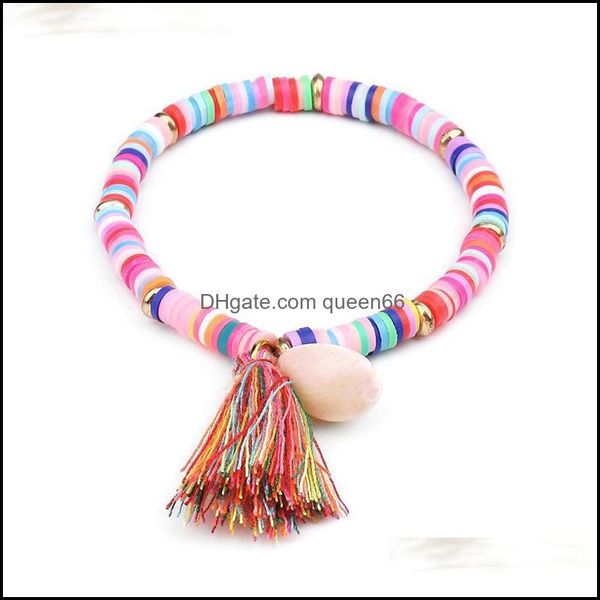 Braccialetti con ciondoli Gioielli Vendita Colorf Ciondoli con nappa e conchiglia Resina con perline Femme Bracciale Boho fatto a mano per le donne Fai da te Gioielli Regalo Summ