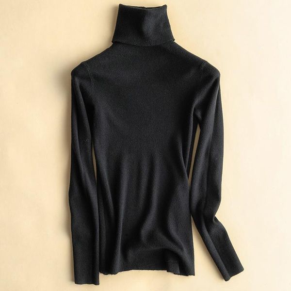 

women's sweaters 2021 spring autumn cashmere sweater female pullover high collar turtleneck women solid color lady basic, White;black