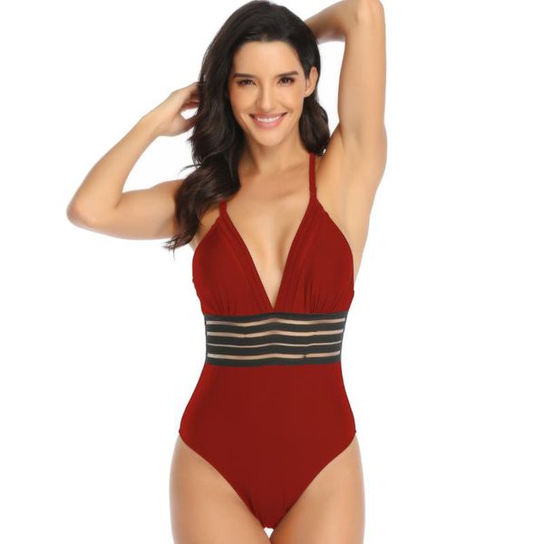 

one-piece suits my emperor's swimsuit cut-out ribbon solid color slim fit girl