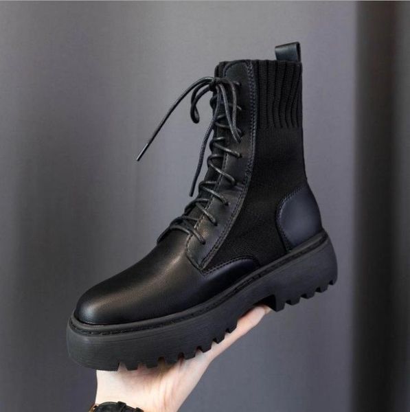 

boots autumn women shoes woman fashion round pu ankle 2021 winter elastic black comfortable botas mujer