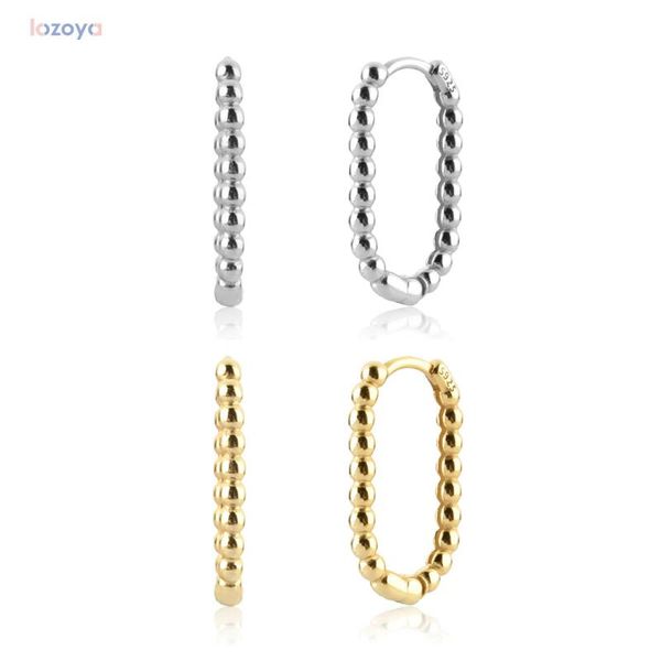 

hoop & huggie lozoya 925 clips wedding sterling silver gold beads hoops piercing earring women rock punk luxury jewelry accessories, Golden;silver