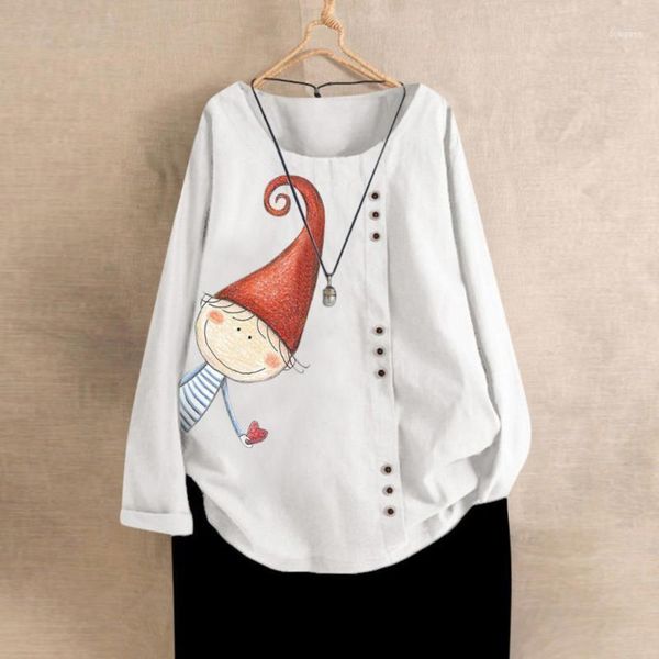 

women blouses casual loose button linen plus size daily boho tanic shirt o-neck blouse ladies and 2021 mujer1, White
