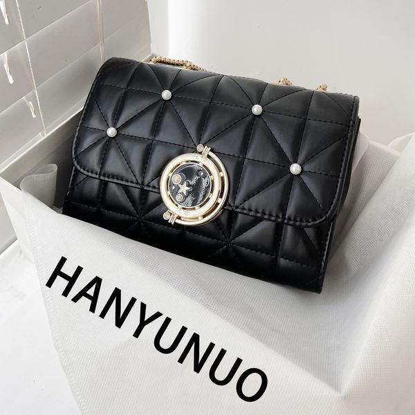 

women's new soft leather texture single shoulder korean fashion messenger bag fashion lingge chain women's square bag