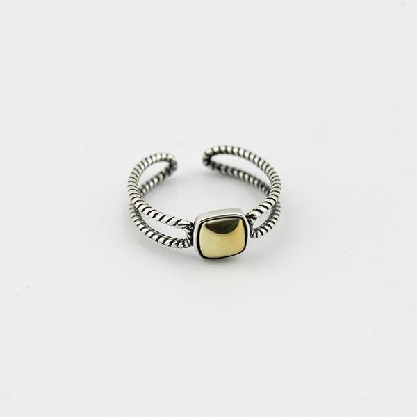 

cluster rings korean s925 pure silver twisted ring for women's opening retro rope creative personalized hand fashion jewelry, Golden;silver