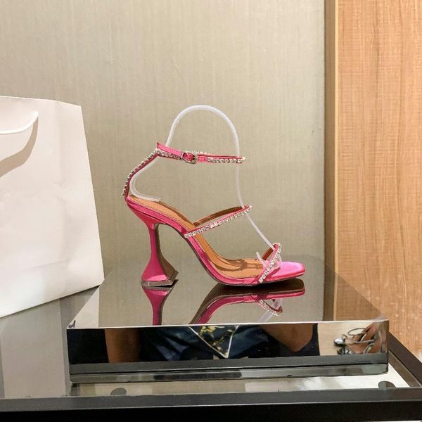 

sandals casual designer lady fashion women shoes crystal strass strappy peep toe stiletto high heels sandalias zapatos mujer, Black