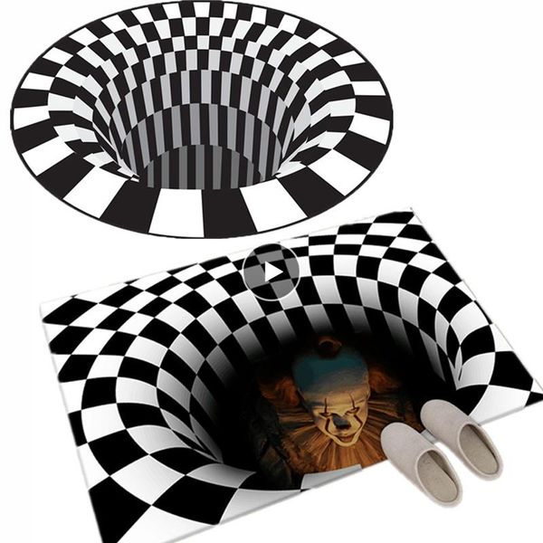 

blankets 3d halloween carpet clown trap visual horror home living room bedroom floor mat sewer manhole cover 2022 blanket