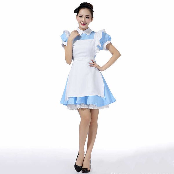 Cadılar bayramı Hizmetçi Kostümleri Bayan Yetişkin Alice Wonderland Kostüm Takım Maids Lolita Fantezi Elbise Cosplay Kostüm Kadınlar Kız Y0827