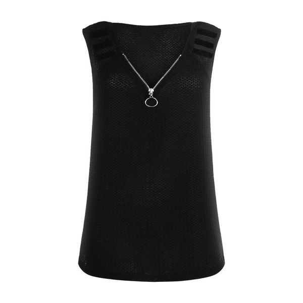 

women's t-shirt sleeveless vest t-shirts women v-neck solid color zipper tank t shirt casual plus size clothing camisetas, White