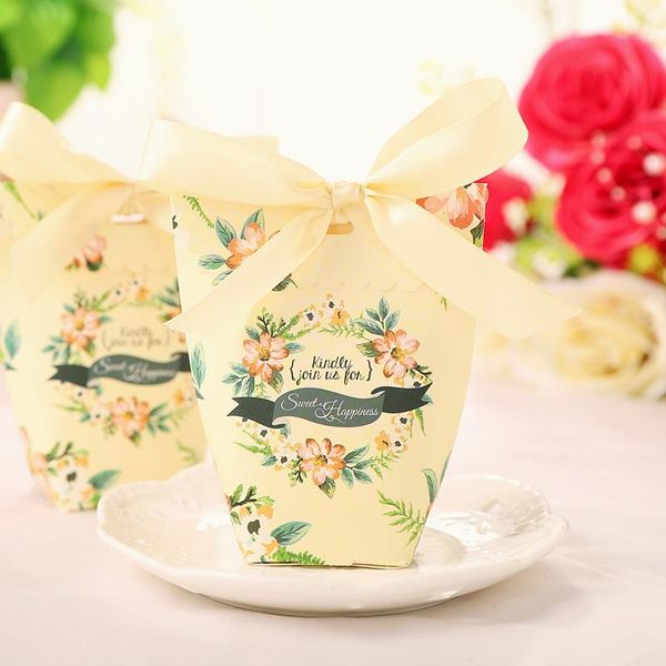 

gift wrap 30pcs/lot candy box wedding favors paper boxes with ribbon baby shower birthday gifts bag party supplies