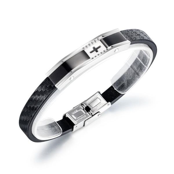 

tennis live broadcast cross bracelet jewelry classic personality men's titanium steel, Golden;silver