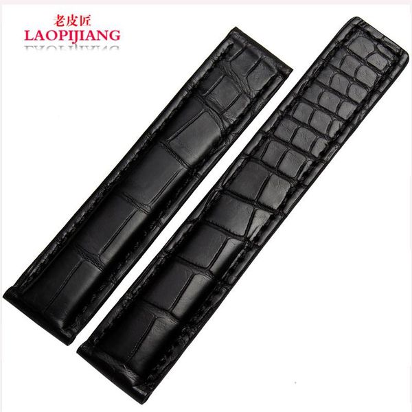 

watch bands laopijiang male alligator leather watchband high-end fashion watches accessories 19/20/22mm, Black;brown