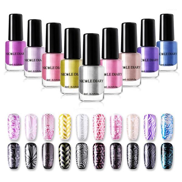 

diary 6ml metallic stamping nail polish pure color print art shimmer diy varnish1