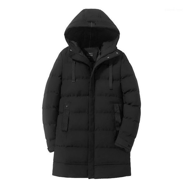 

men's down & parkas mid-length cotton winter coat causal fashion trend men jacket of padded thick for jaqueta, Black