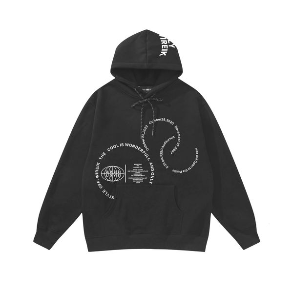 

off-wireik wear plush hoodie men's personalized print oversize loose versione5, Black