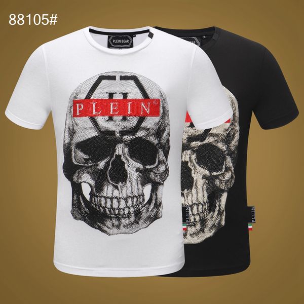 

plein bear t shirt mens designer tshirts brand clothing rhinestone skull men t-shirts classical hip hop streetwear tshirt casual tees pb 113, White;black