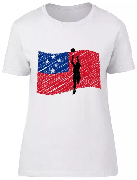 

samoa netball ladies womens fitted t-shirt, White;black