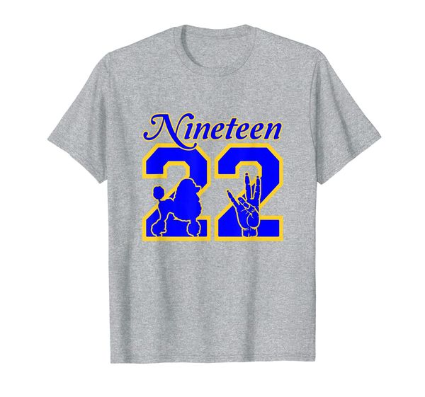 

womens sigma nineteen 22 poodle handsign gamma rho t-shirt, White;black