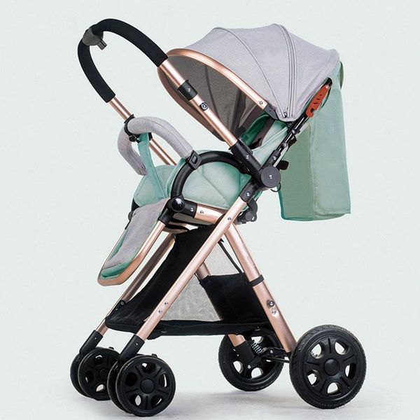 

strollers# light baby stroller four wheels convertible push handle aluminum alloy bown carriage can sit and recline car