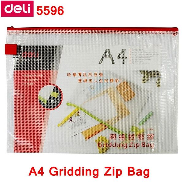 

business card files 1pcs deli 5596 a4 gridding zip bag 245x345mm file pocket folder documents mixed color wholesale