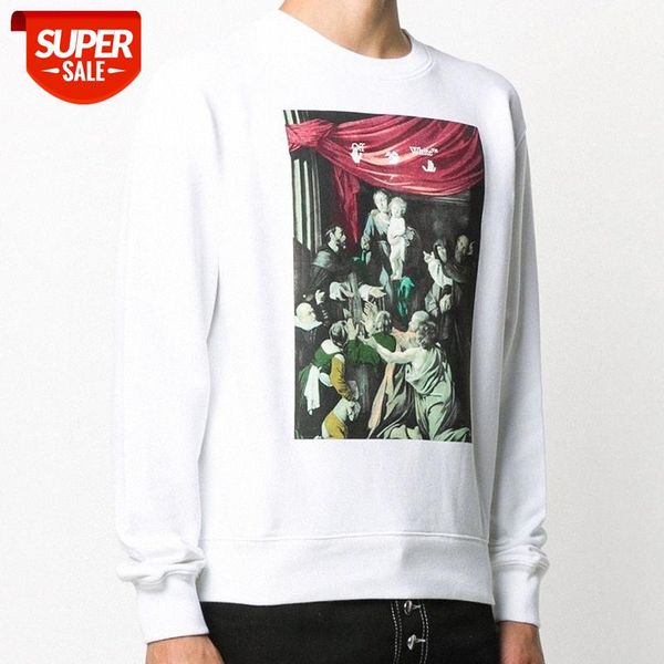 

ssoff whites color oil painting arrow round neck sweater jacket #8l5d, Black