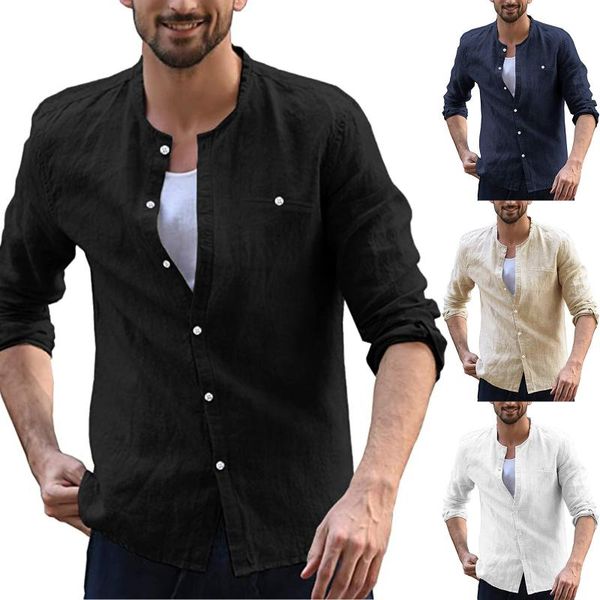 

men's casual shirts business chemise 2021 fashion shirt solid color collar cardigan long sleeve hawaiian mens clothing, White;black