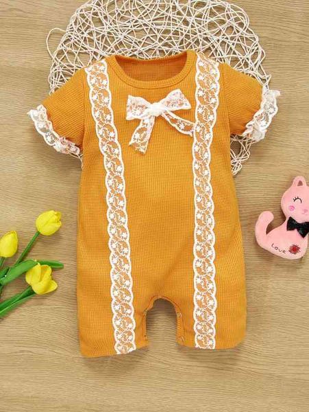 

baby embroidery mesh bow front romper she, Blue