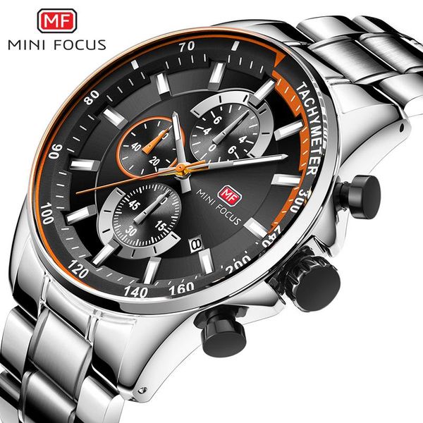 

luxury men watches stainless steel waterproof chronograph quartz business watch relogio masculino male wristwatch wristwatches, Slivery;brown