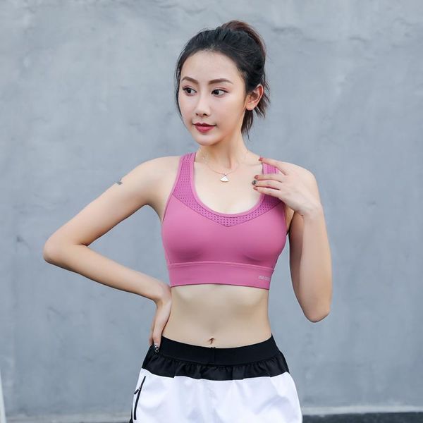 

gym clothing women yoga vest running fitness bra shockproof professional quick-drying sports underwear with removeble pads, White;black