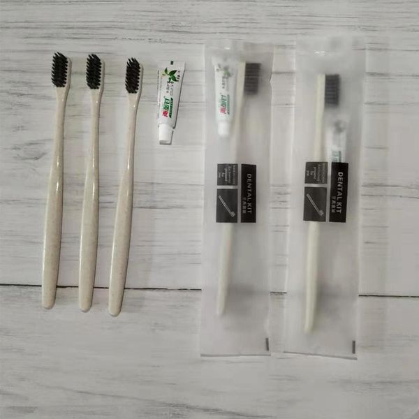 

el disposable toothbrush toothpaste dental set orange stick bamboo charcoal soft hair toiletri