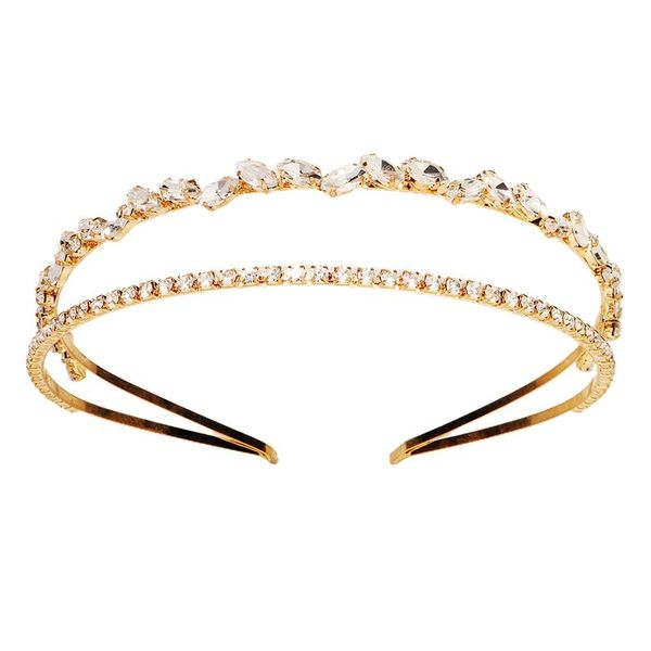 

hair clips & barrettes rhinestone inlaid hairbands double row elegant bridal hoop wedding accessories for birthday christmas day gift@88, Golden;silver
