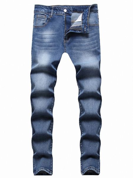 

romwe guys cat whisker washed jeans p8sp#, Blue