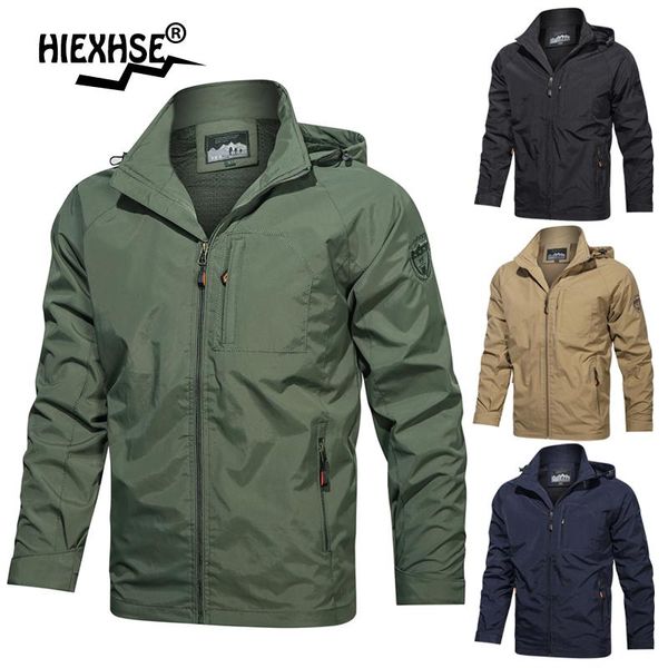 

men's jackets men outdoor hiking waterproof hooded windbreaker coat 2021 autumn casual jacket tactics military, Black;brown