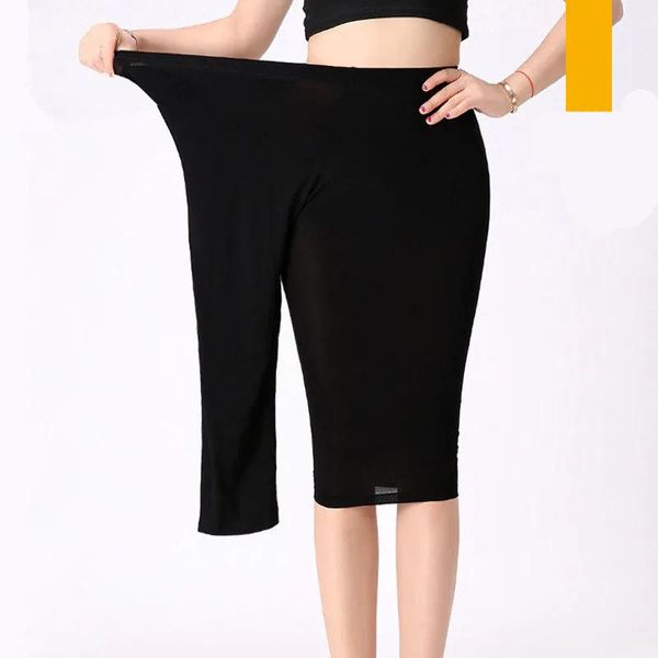 

women's leggings loose summer thin casual sports breathable cropped trousers elastic waist solid color pencil pants, Black