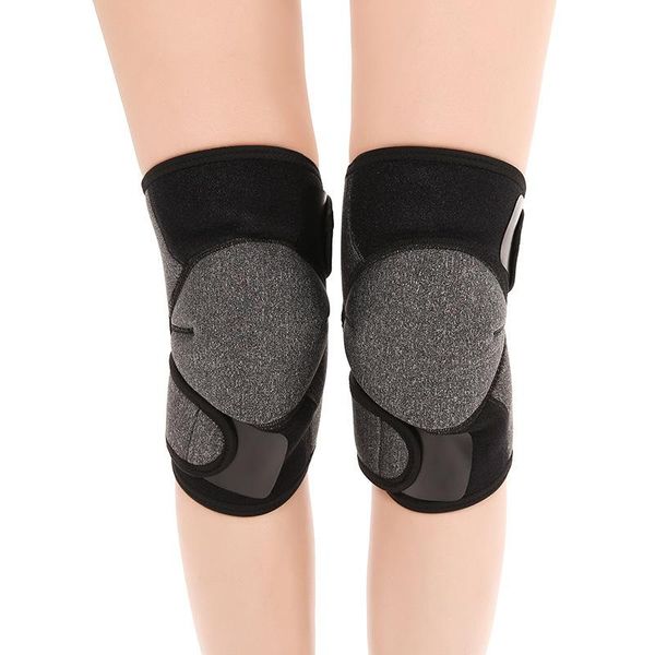 

elbow & knee pads 2pcs/set tourmaline self heating support brace warmer magnetic therapy kneepad for arthritis joint pain relief, Black;gray