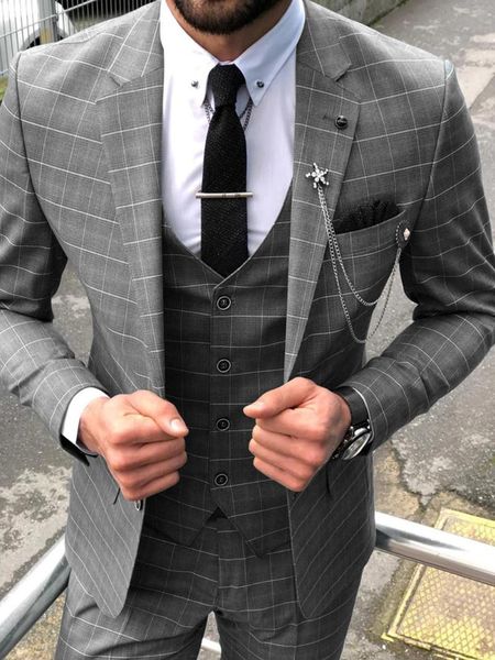 

men's suit 3 piece plaid formal business notched lapel v neck tuxedos groomsmen for wedding suits men 2021 (blazer,vest & pants) blazer, White;black