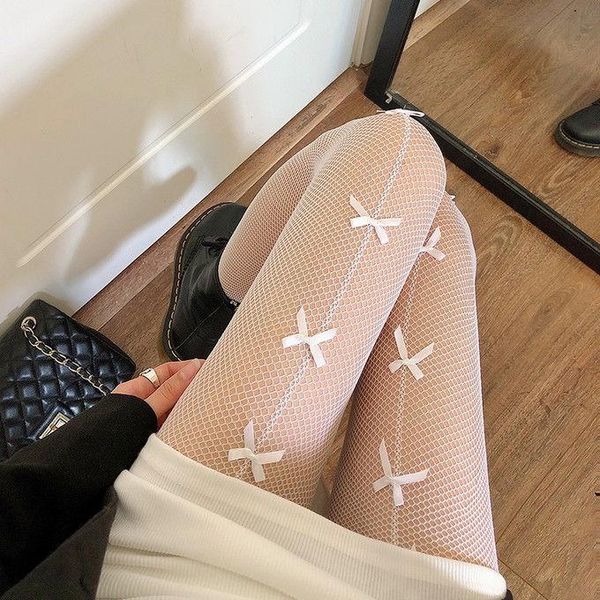 

socks & hosiery plus size lace cute black pantyhose small bow fishnet silk stockings trousers tights japanese gothic women love embroidery p, Black;white