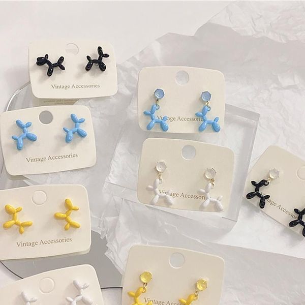 

stud summer geometric colorful cute dog earrings for women ins korean fashion teen girl friend dating animal jewelry 2021 pendientes, Golden;silver