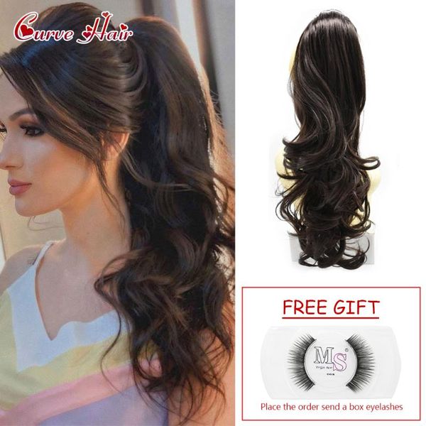 

synthetic wigs jaw claw ponytail hair wavy clip in piece for ladies 22" long thick pony tail hairpiece, Black