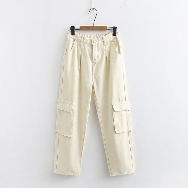 

women's pants & capris 2021 plus size women straight cargo summer clothing fashion casual loose big pocket trousers h8-x047, Black;white