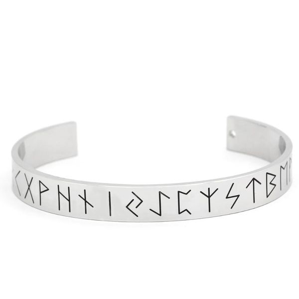 

viking rune bangle stainless steel nordic jewelry with valknut gift bag, Black
