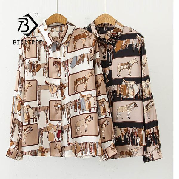 

summer new women vintage all-match stylish print shirt long sleeve loose chiffon blouse casual feminina blusa t06611r 210430, White