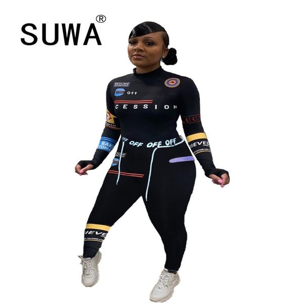 

women's tracksuits track suit jogger woman two piece outfits long sleeve chic printed t-shirt high waist pants sportwear yoge matching, Gray
