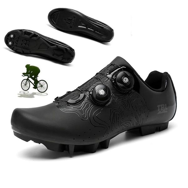 

cycling footwear mtb sneakers men road bike racing women bicycle shoes spd speed cleat mountain flat, Black