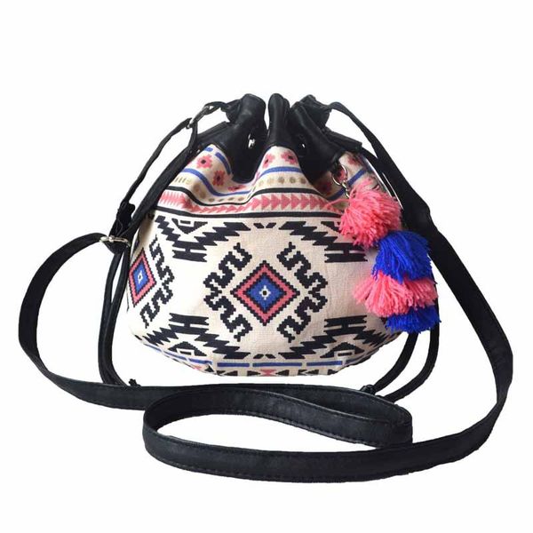

bag female bucket canvas tassel korean ethnic cross-border style diagonal shoulder mini fqkhx